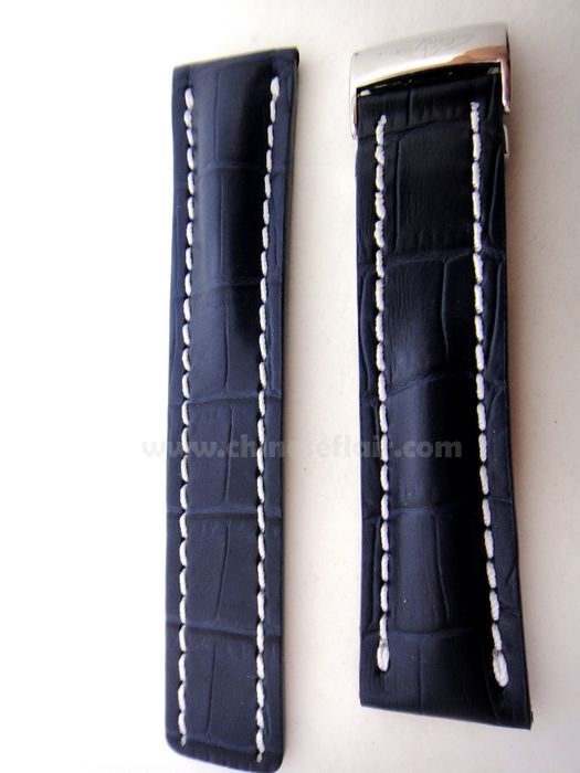 Breitling Watch Strap Replica Blue Leather Strap 22 or 24 mm